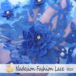Tissu en dentelle guipure 3d bleu <span class=keywords><strong>royal</strong></span> pour robe de mariée, avec des motifs de fleurs, bleu <span class=keywords><strong>royal</strong></span>, nouvelle collection, en stock - Product Image 2