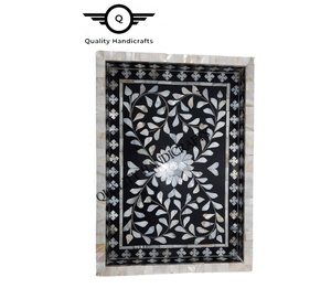 Bandeja de servicio decorativa madre de Pera de la mejor calidad, bandeja con incrustaciones de resina de concha de fregona DE LA India por Artesanías de calidad - Product Image 5