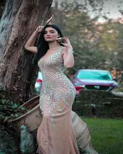 Rajgadhia exporta vestido de noche con cuentas antiestático vestido elegante sin mangas con decoración bordada fabricado en India - Product Image 3