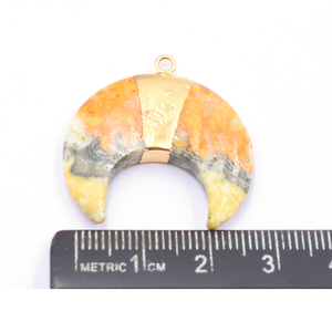 Bumble bee-Colgante chapado en oro con forma de Luna, Jaspe 28 a 30 MM - Product Image 3