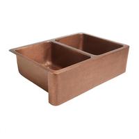 Évier de cuisine en cuivre martelé Antique, Double bol, vente en gros
