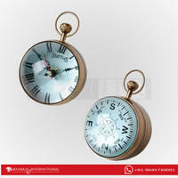 Horloge de bureau nautique en laiton antique avec mouvement à Quartz électronique en forme de boule de verre pour la décoration de bureau de chambre à coucher de salon