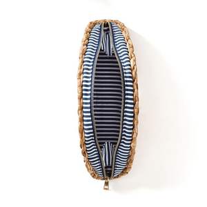 Pochette jacinthe d'eau naturelle demi-lune avec fermeture à glissière broderie paillettes plumes gland décoration - Product Image 5