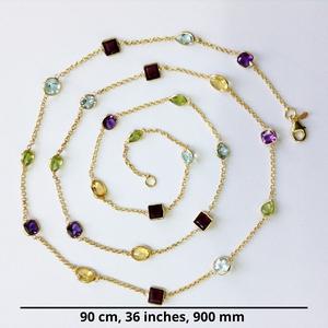 Ropa de uso diario, piedras multicorte chapadas en oro y plata de ley 925, 90 cm Collar de cadena larga - Product Image 2