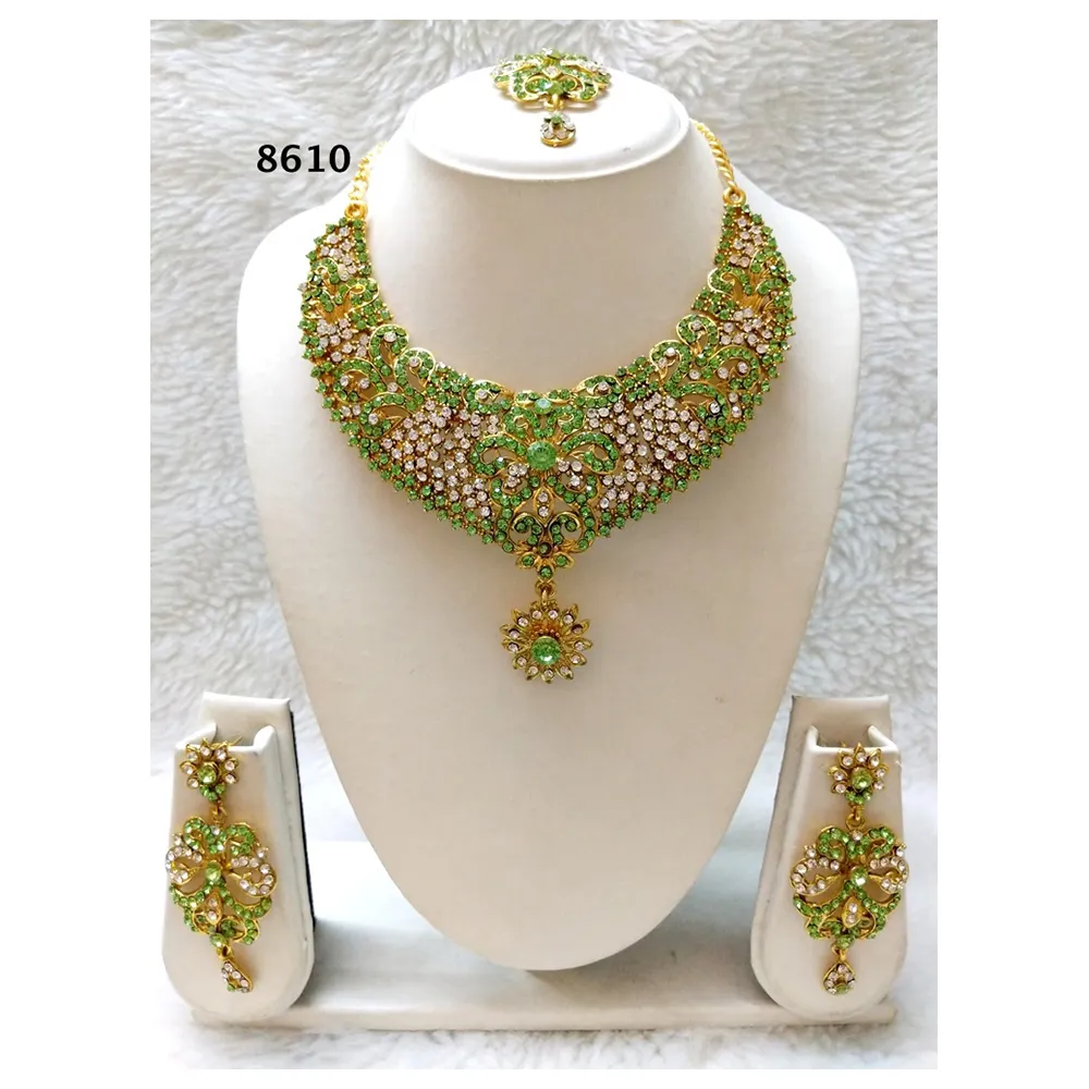 Afrikanische Halskette Set Design Schmuck Braut Kristall Perlen