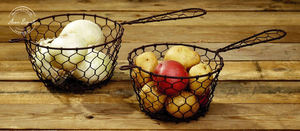 Juego de cesta de malla de alambre rústico con asa, Ideal para almacenamiento de cocina, soporte para frutas y verduras, decoración organizadora Vintage - Product Image 2