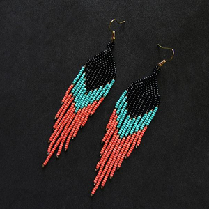 Pendientes de Cuentas Hechos a Mano, Pendientes Negros, Turquesa y Rosa - Product Image 1