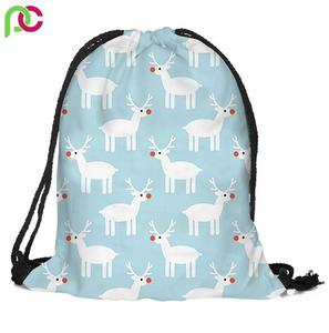 Sacs-cadeaux en coton Calico H70 W50 cm de haute qualité avec cordon de serrage Sacs à provisions de Noël écologiques avec logo personnalisé - Product Image 5