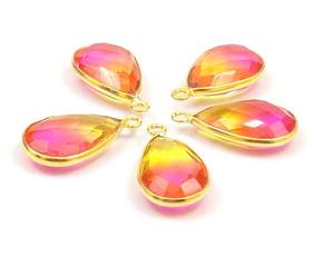 Conector de bisel facetado de fianza única, piedra preciosa de cuarzo múltiple, forma de pera, componente de fabricación de joyas de plata esterlina chapada en oro - Product Image 6