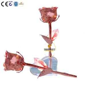 Rose en cuivre avec boîte cadeau, fleur naturelle de haute qualité, rose véritable trempée dans l'or 24 carats avec boîte - Product Image 3