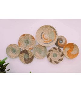 New Product Seagrass and Plastic String <b>Wall</b> Basket <b>Wall</b> <b>Plate</b> Coiled Seagrass <b>Plate</b> Home <b>Decor</b> - Product Image 1