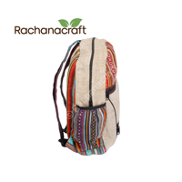 Mochila de cáñamo de tamaño Regular ecológica, bolsa de viaje de cáñamo con solapa pequeña, paquete Hipster de Comercio de Feria de Nepal, suministros al por mayor