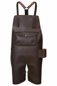 ผ้ากันเปื้อนหนังแท้ทนทานสำหรับผู้ชายผู้หญิง,เอี๊ยมหนังวัวและผ้าใบสำหรับงานครัว BBQ ช่างไม้ - Product Image 4