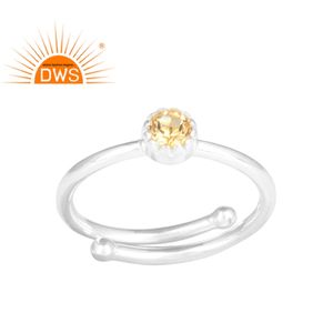 สาวแฟชั่น925เงินแหวนปรับผู้จัดจำหน่ายเครื่องประดับรอบตัดซิทรินแหวนพลอยใหม่ที่ทันสมัยผู้ผลิตเครื่องประดับ - Product Image 1