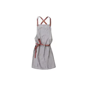 批发价格顶级品质定制设计棉麻独特印花烹饪厨房围裙带口袋