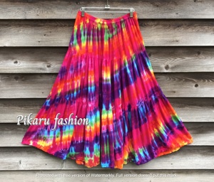 Jupe longue décontractée et confortable pour femme, à la mode, Tie Dye - Product Image 3