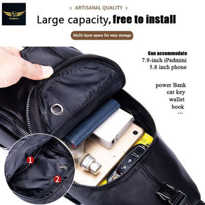 Sac de poitrine en cuir pour hommes Fashion Classic Large Capacity Business Messenger Bag 2023 - Product Image 4