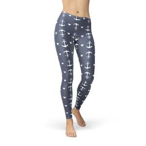 Leggings imprimés personnalisés Anchors-Cruise en version Capri ou longueur entière - Product Image 2