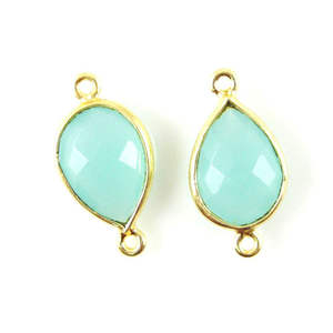 Calcédoine péruvienne bricolage connecteur de Bracelet de pierres précieuses 10x14MM lunette plaquée or Double boucle résultats de bijoux composants bijoux - Product Image 1