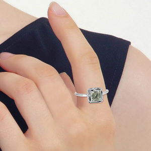 Bague en argent Sterling 925 pour filles, pierre précieuse ronde en améthyste vert naturel, fabrication de bijoux - Product Image 5