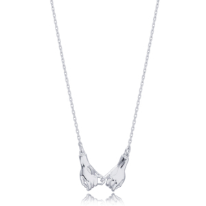 Lovely Plain Double Hands Design <b>Handmade</b> Turkish 925 Sterling <b>Silver</b> Charm <b>Necklace</b> - Product Image 3