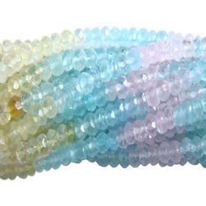 Cuentas de piedras preciosas Micro facetadas Rondell, aguamarina, tamaño de 3-3,5mm, longitud de hilo de 13 pulgadas para fabricación de joyas DIY, precio al por mayor - Product Image 1