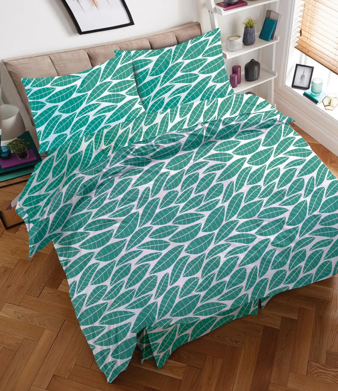 럭셔리 홈 섬유 이불 커버 침구 세트, 100% 코튼 프린트 싱글 침대 시트 한 베개 커버 세트