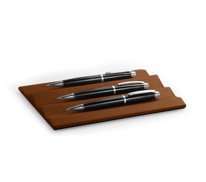 Bandeja Para Bolígrafos De Piel Premium Manhattan Negra - Inserción De Metal, Para Escritorio