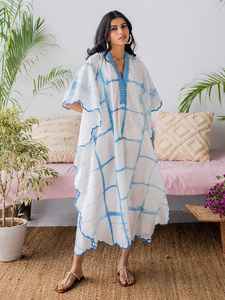 Ladies 100% Cotton Handmade Tie-Dye Kaftan Ankle Length Midi Dresses Woven Summer Beach Wear Eco-Friendly Outfit - Product Image 6