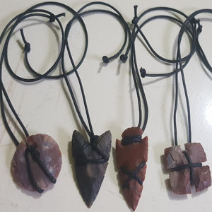 Assorted Neolithic Agate Jasper Arrowhead Rough Pendant - Product Image 1