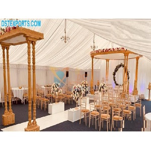 Elegante Mandap de Madera Artesanal Indio para Bodas, Mandap de Doble Poste Avni, Último Modelo de Mandap de Madera para Bodas al Aire Libre, Nueva York - Product Image 1