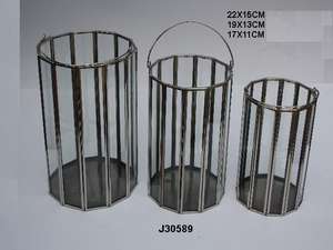 Linterna votiva hexagonal de latón y vidrio de Venta caliente con acabado antiguo portavelas de luz de té decoración del hogar - Product Image 3