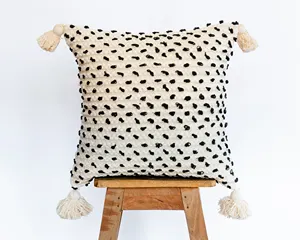 100% 纯棉装饰手工编织纹理坐垫套