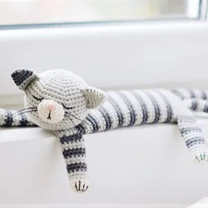 แมวง่วงนอนโครเชต์รูปแบบ/Tabby Amigurumi แมวของเล่นโครเชต์