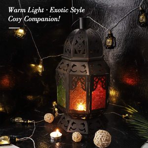 Lanterne décorative artisanale Calvin, porte-bougie, lampe suspendue noire et colorée avec technique de polissage, décoration de la maison pour le Ramadan, cadeau - Product Image 3
