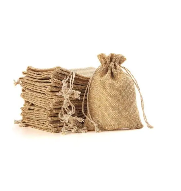 Gift jute bags with drawstring included cotton lining