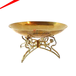 2025 bol décoratif en métal doré au design antique avec support doré design bol de service pour centre de table à manger - Product Image 1