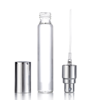 Flacon en verre transparent écologique de 10 ml avec pulvérisateur à pompe en aluminium et tube à capuchon long, mini flacon de parfum vide en verre