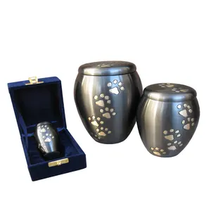 Grosir grosir guci logam besar sesuai pesanan unik warna-warni keramik kremasi peliharaan tutup guci hewan peliharaan perlengkapan pemakaman dekoratif
