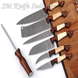 Juego de cuchillos de cocina de acero damasco Original, hechos a mano, con cuchilla para picar, 6 piezas, Smk2022 - Product Image 3
