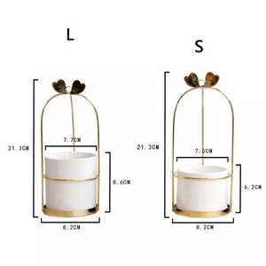 ส่วนบุคคลขายร้อนEMERALD FEATERรูปร่างแหวนเซรามิคจานทองขอบหรูหรา - Product Image 2