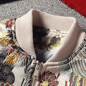 Veste universitaire à broderie florale et de grue à la mode pour hommes col montant veste universitaire à conception personnalisée pour hommes - Product Image 6