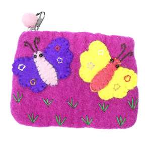 Mini porte-monnaie en laine magenta Portefeuille en feutre à fermeture éclair à motif personnalisable pour enfants Pochette portable à la mode pour usage quotidien - Product Image 1