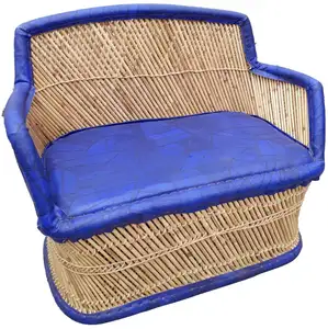 Canapé de salon Durable 100% écologique, ensemble de canapé à coussin de canne en bambou pour jardin intérieur et extérieur, accoudoir de jardin