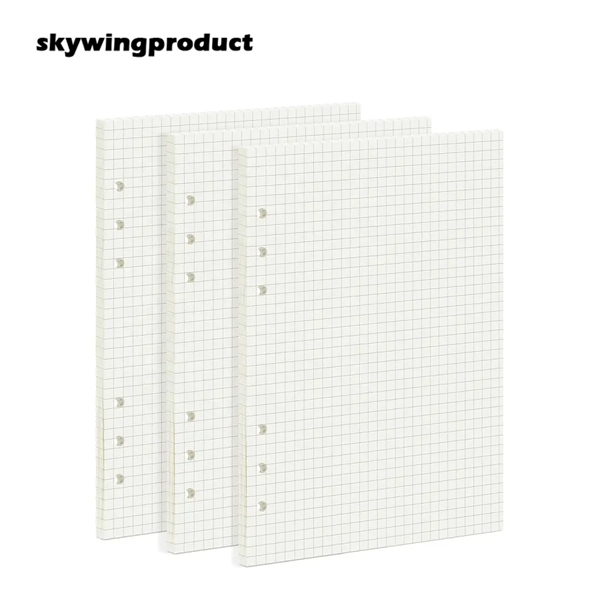 skywingproduct 2021 Hot sale 35 Sheets Loose Leaf Paper Squared Inserts A5 6 Holes 8.26x5.59 Inch
