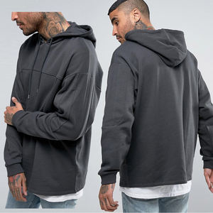 Sudadera con capucha lisa de gran tamaño XXL preencogida para hombre, jersey de lana teñido liso de algodón 100% transpirable, estampado de hombros caídos sueltos - Product Image 1