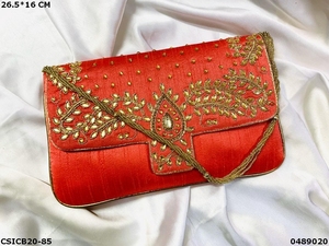 Pochette de mariée ethnique en soie brute - Product Image 3