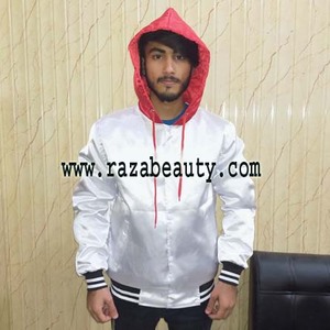 Custom 100% Polyester Satin Varsity Jacket Front Embroidery Hooded Design Eco-Friendly Breathable Quick Dry Men's Team Sports - Product Image 4