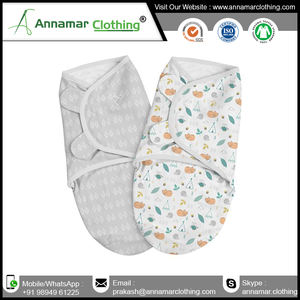 Indian Factory Supply Top Quality Organic Cotton Material Infant Newborn Adjustable Swaddle Wrap - Product Image 3