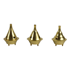 Royal Home Decor Gold Brass <b>Incense</b> Burner <b>Cone</b> Design with Plated Finishing Stand for Tea Scent Fragrance - Product Image 1